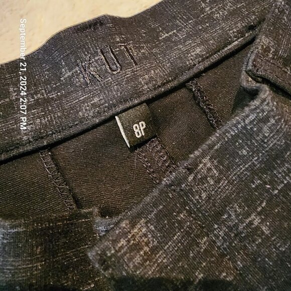 Kut From The Kloth Ellery Slim Straight Printed Pant Skinny 8 Petite Black/Grey - Picture 3 of 13